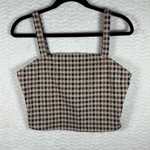 Self 🧡 E Plaid Patterned Crop Top - Black, Brown, and White. Size Large.